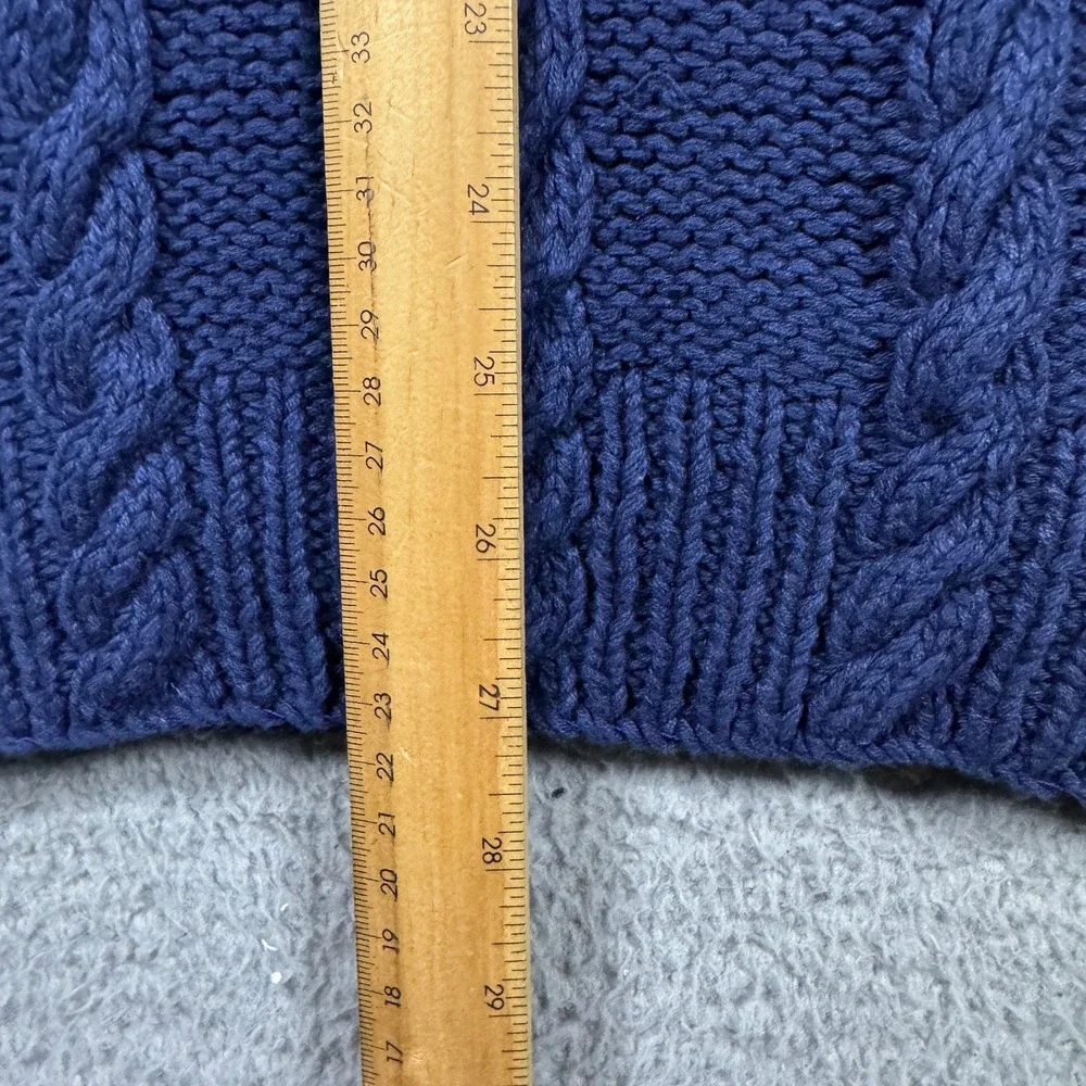 Vintage Chaps Ralph Lauren Navy Cable Knit Diamond Intarsia Sweater Mens L